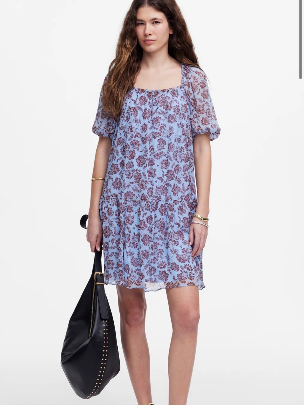 Madewell Floral Puff Sleeve Mini Dress